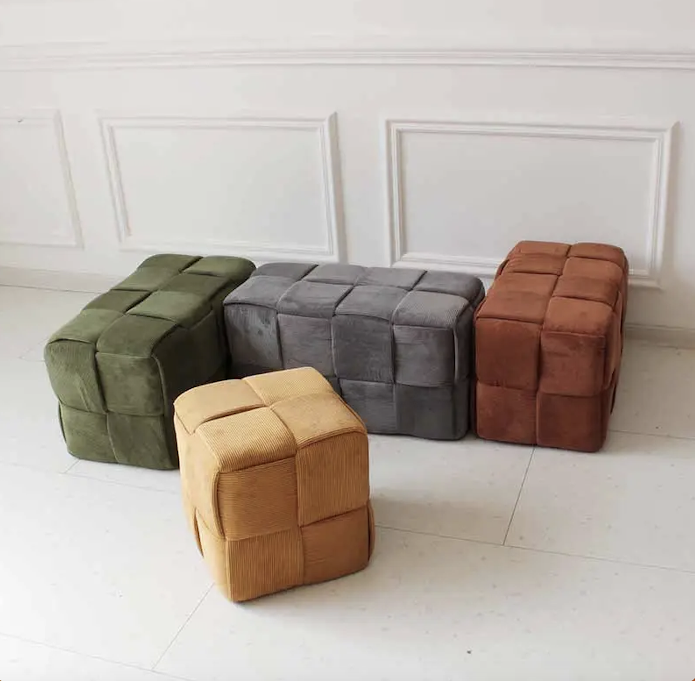 velvet pouf ottoman stool D010