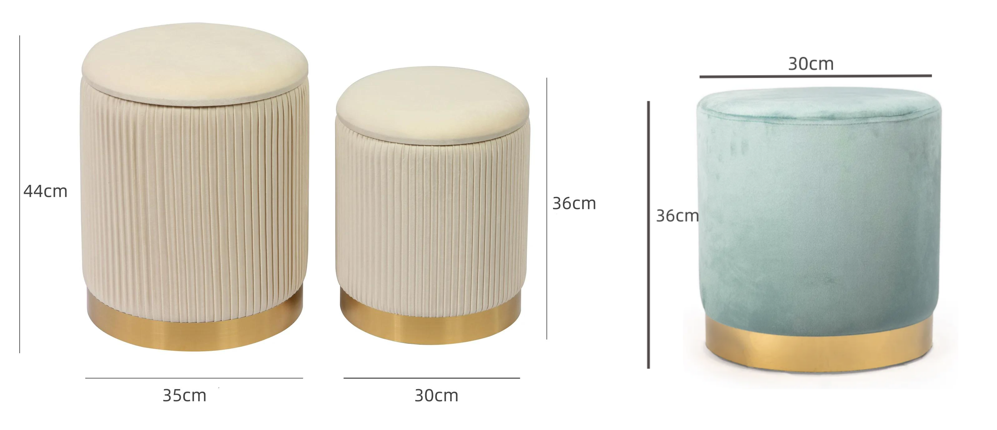 velvet Ottoman stool with storage D017