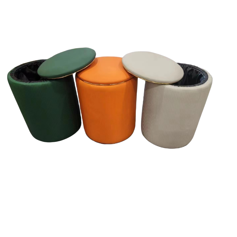 Leather storage ottoman stool D019